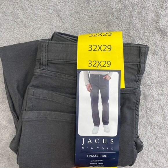 NEW Jachs New York Men's 32x29 5 Pocket Pants Straight Fit Gray Stretch Fabric - Picture 2 of 8